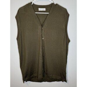 Gran Sasso Sweater Vest XL VI green Virgin Wool Button Down Sleeveless V Neck